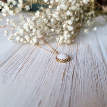 Load image into Gallery viewer, Milky Fern Elegance Round Pendant - 14K Yellow Gold Filled