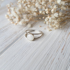 Milky Fern Simplicity Double Banded Round Ring