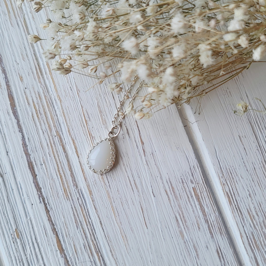 Milky Fern Elegance Drop Pendant