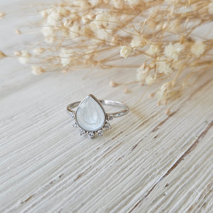 Milky Fern Teardrop Accent Ring