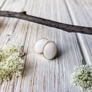 Milky Fern Simplicity Oval Studs