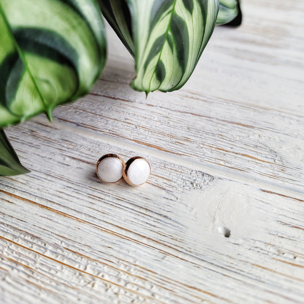 Milky Fern Simplicity Round Studs - 14K Yellow Gold Filled
