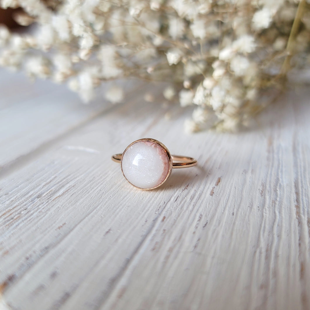 Milky Fern Simplicity Round Ring - 14K Yellow Gold Filled