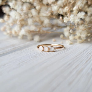 Milky Fern Triple Cab Stacking Ring - 14k Yellow Gold Filled